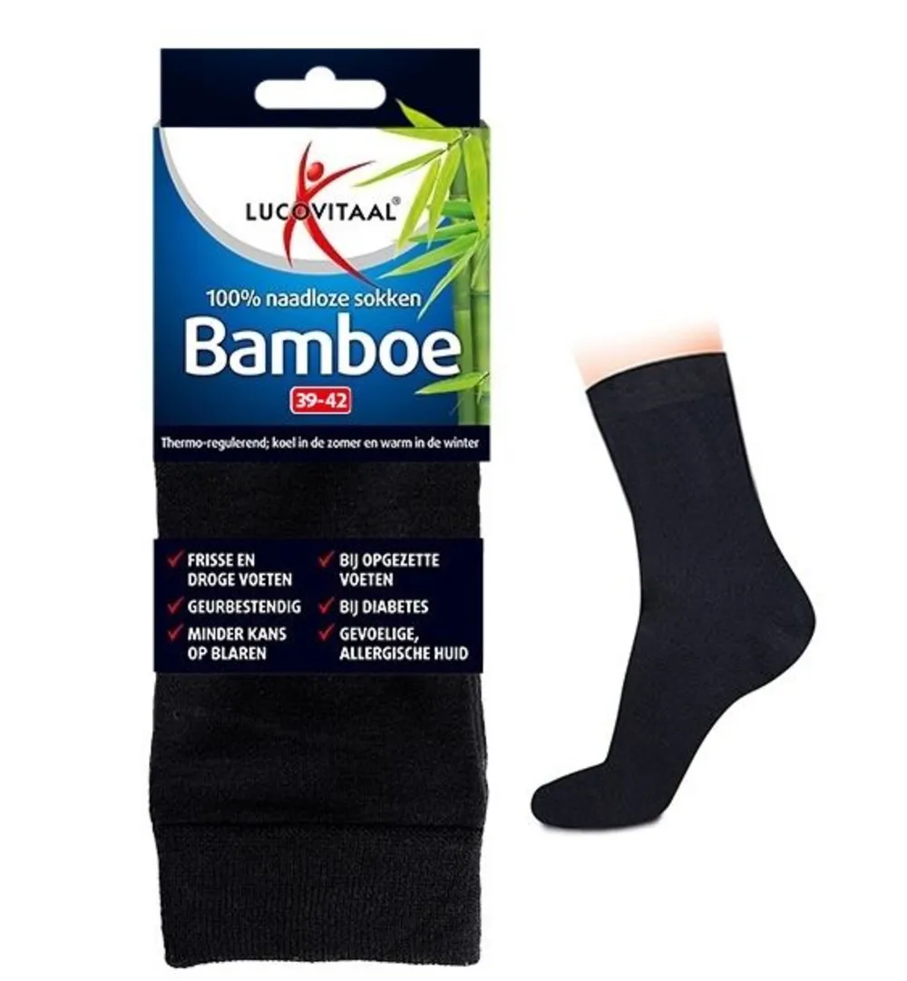 Lucovitaal Bamboe Lange Sokken Zwart 39-42 (1 paar) - image 2