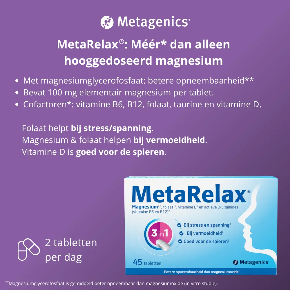 Metagenics MetaRelax Magnesium (45 tabletten) - image 3