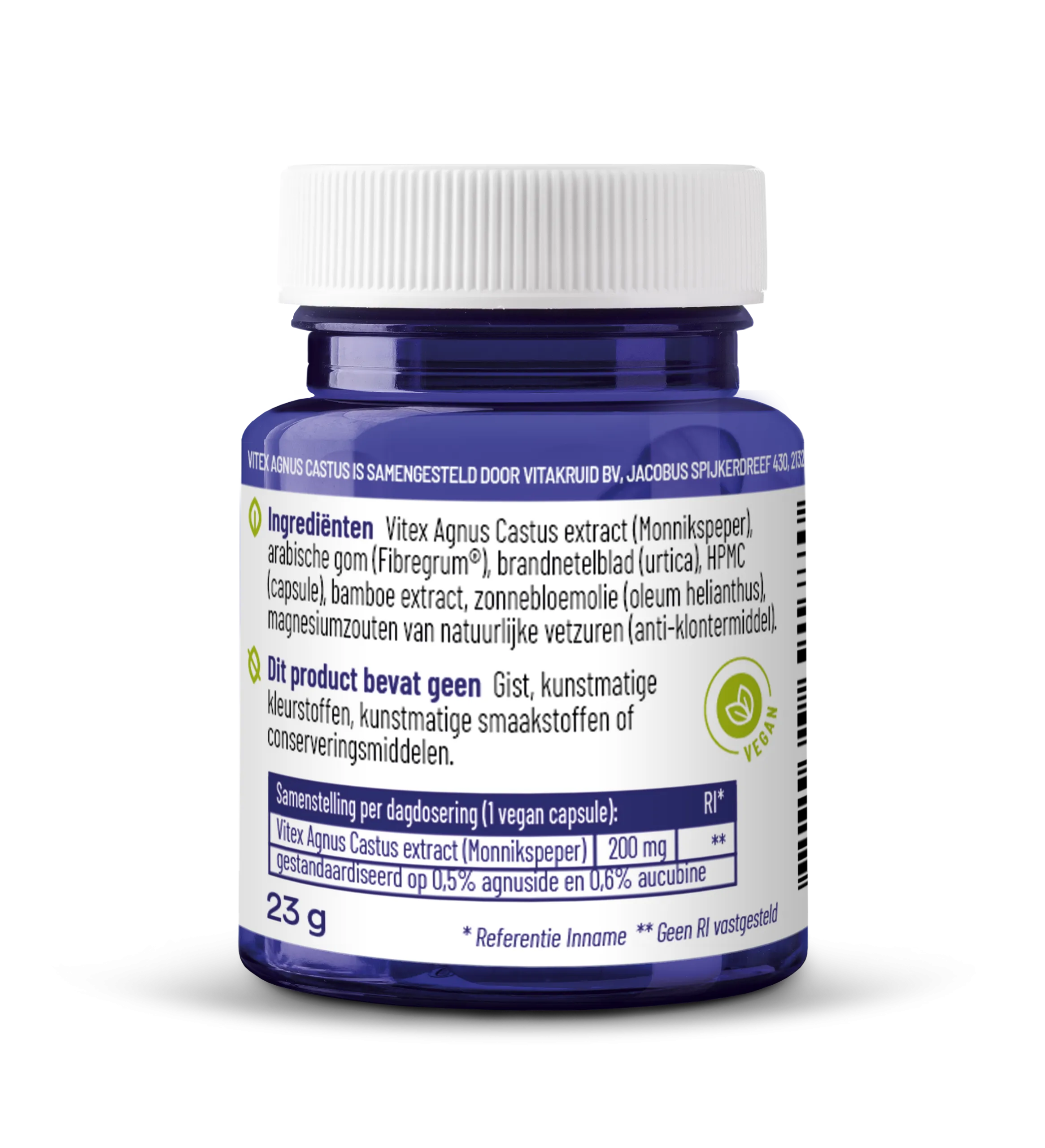 Vitakruid Vitex Agnus Castus 200 mg Monnikspeper (60 vega capsules)
