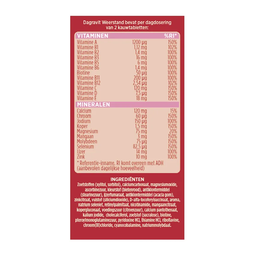 Dagravit Weerstand Suikervrij (60 kauwtabletten) - image 4