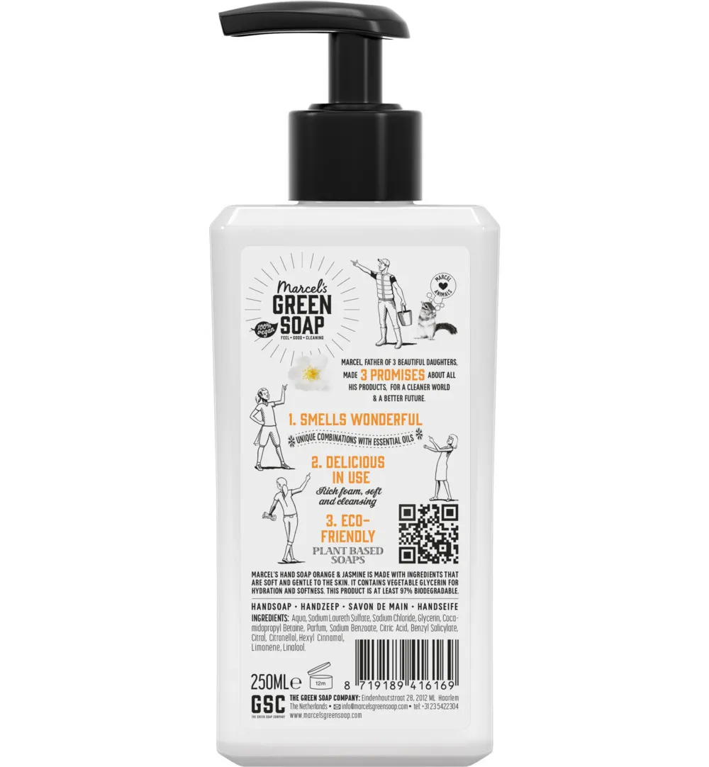 Marcel's Green Soap Handzeep sinaasappel & jasmijn (250 ml)