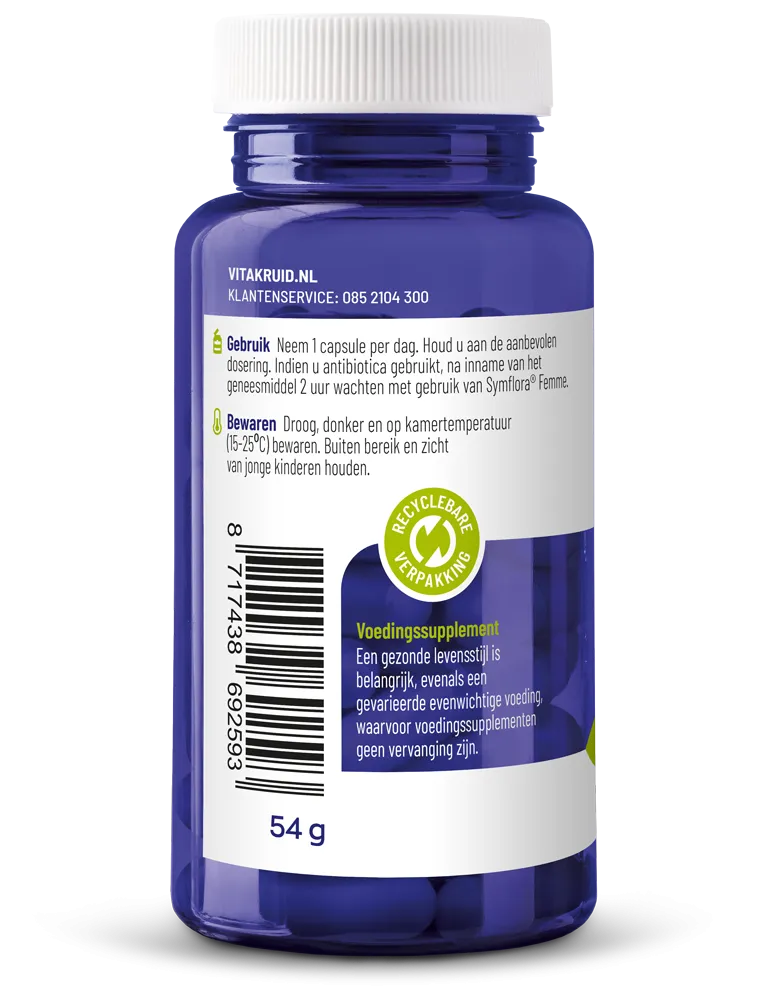 Vitakruid Symflora® Femme Probiotica voor Vrouwen (90 vega capsules)