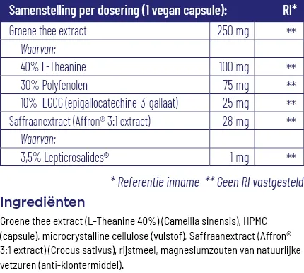 Vitakruid Saffraan 28 mg (Affron®) & L-Theanine Groene Thee (90 vega capsules) - image 5