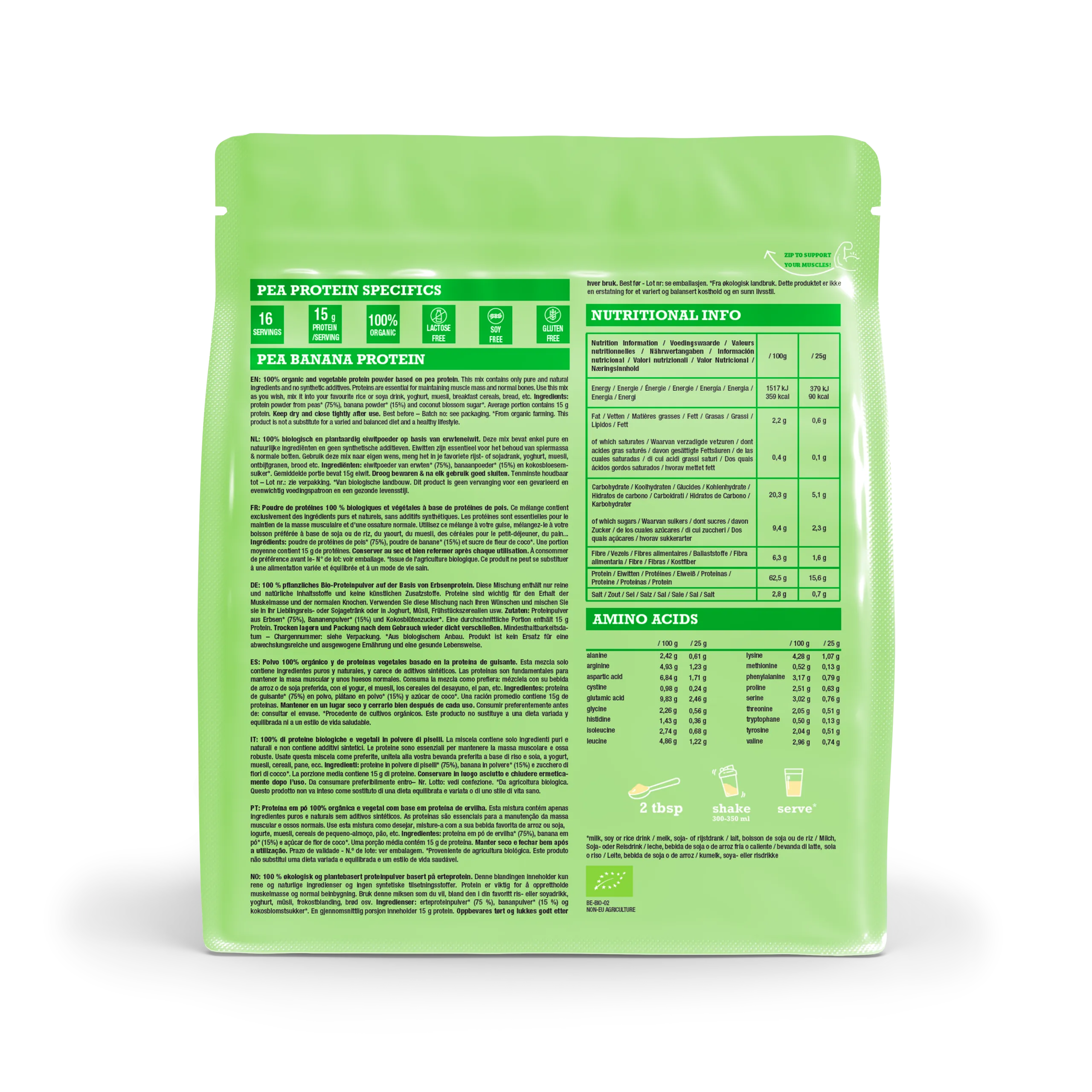 Purasana Plant Protein Erwt Banaan Bio (400 gr)