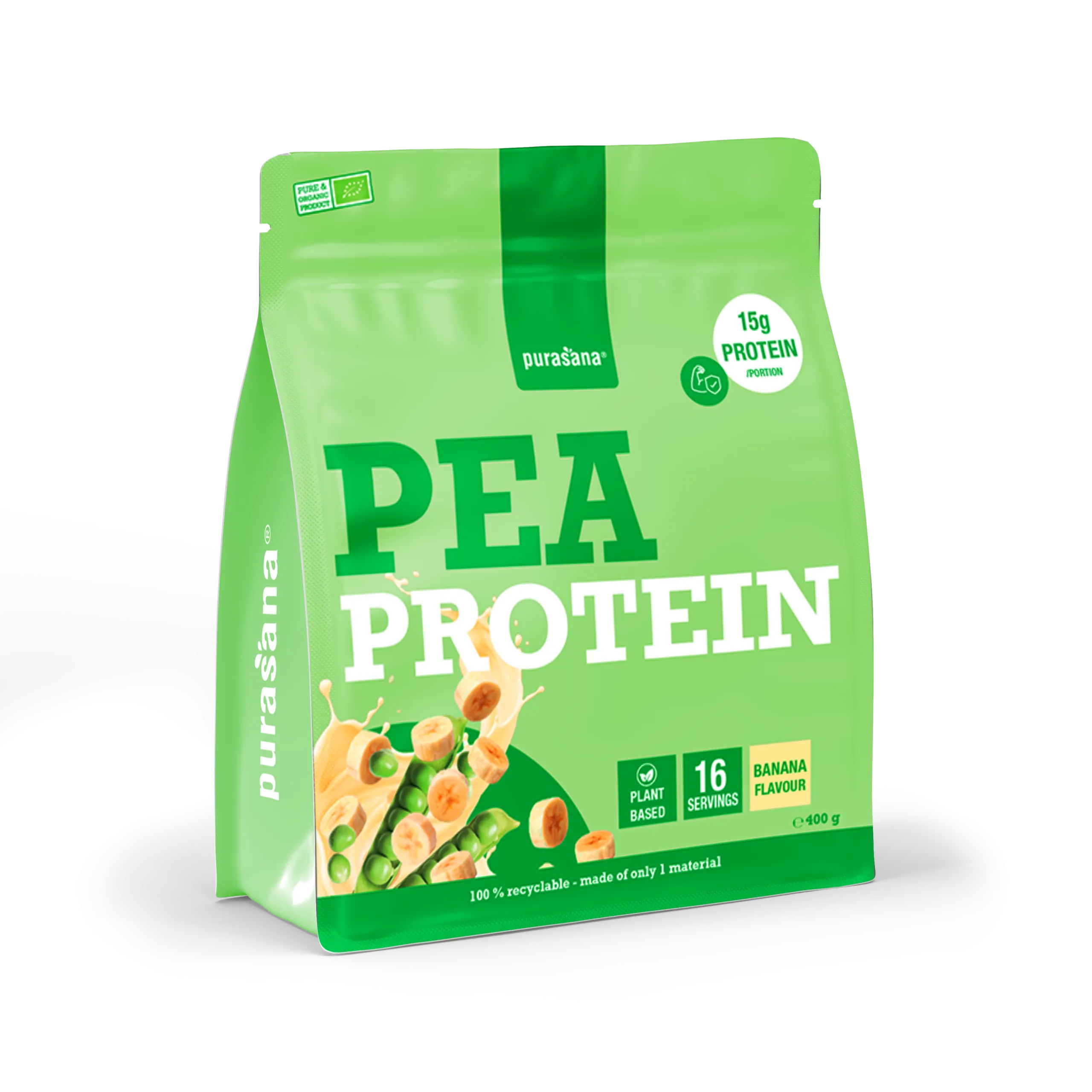 Purasana Plant Protein Erwt Banaan Bio (400 gr) - image 2