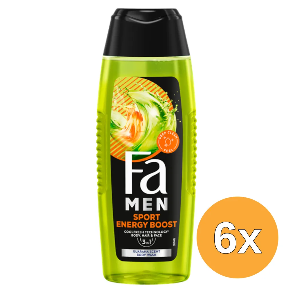 6x Fa Men 3in1 Douchegel Sport Energy Boost (250 ml)