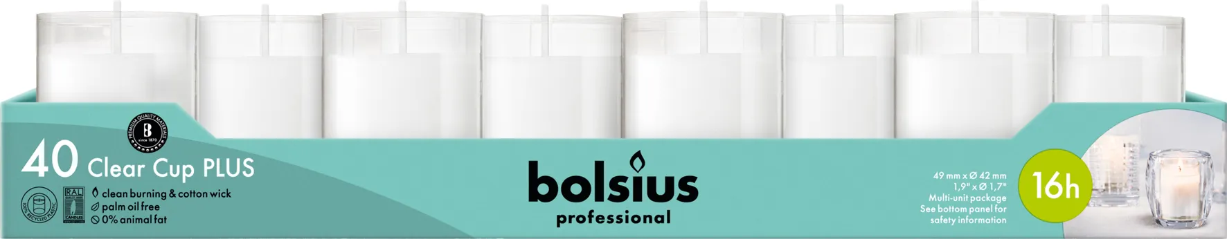 Bolsius Horeca Clear Cups 55/42 Tray 40 Transparant (40 stuks) - image 2
