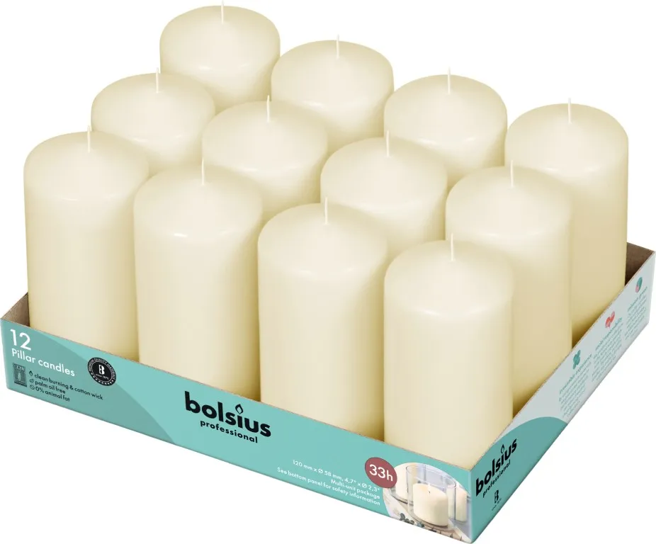 Bolsius Horeca Stompkaarsen 12/6 Ivoor (12 stuks)