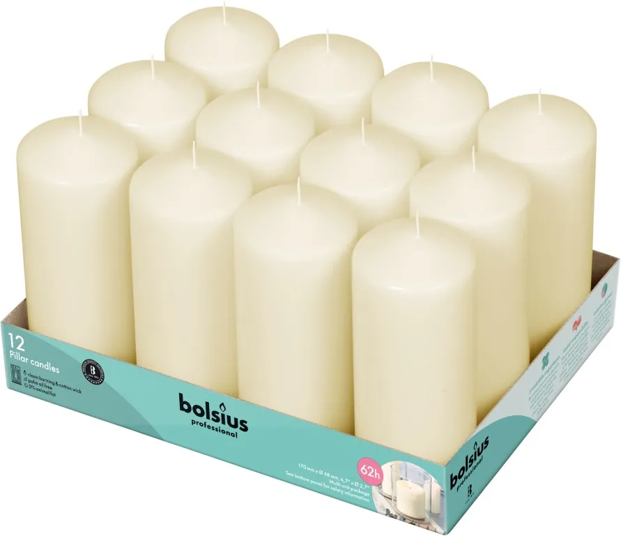 Bolsius Horeca Stompkaarsen 17/7 Ivoor (12 stuks)