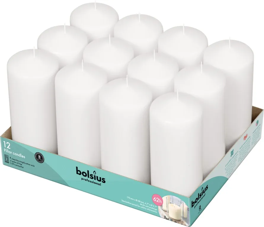 Bolsius Horeca Stompkaarsen 17/7 Wit (12 stuks)
