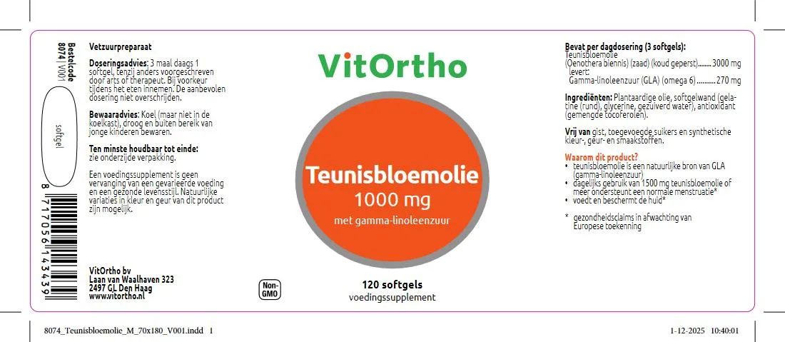 VitOrtho Teunisbloemolie 1000 mg (120 softgels)