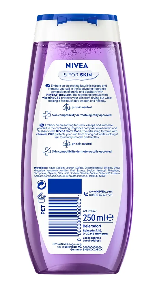 Nivea Floral Moon Orchid & Blueberry Scent Fresh Showergel (250 ml)