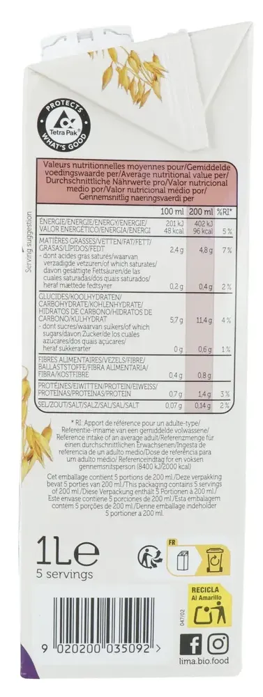 Lima Barista Oat Sugarfree Bio (1000 ml)