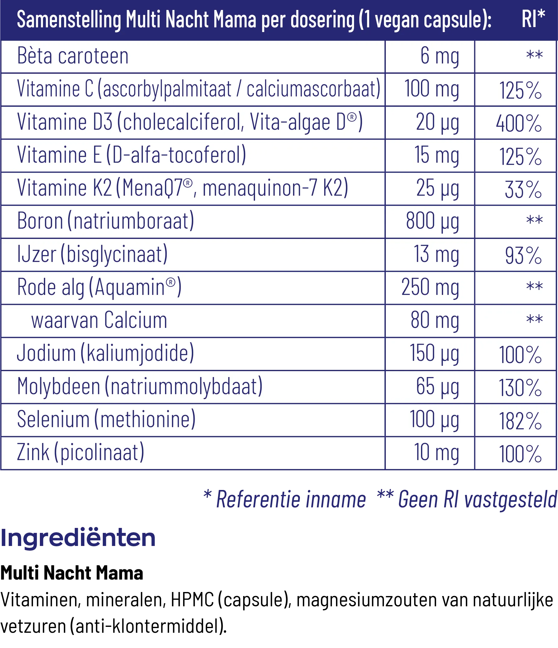 Vitakruid Multi Nacht Mama Vegan (90 vega capsules) - image 2
