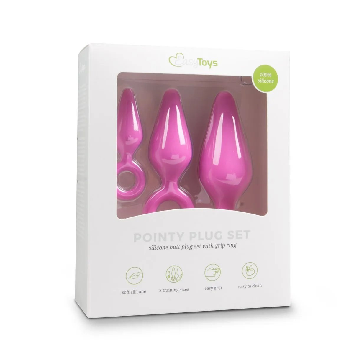 Easytoys Anal Collection - Buttplugs with Pull Ring Set Roze (3 stuks)