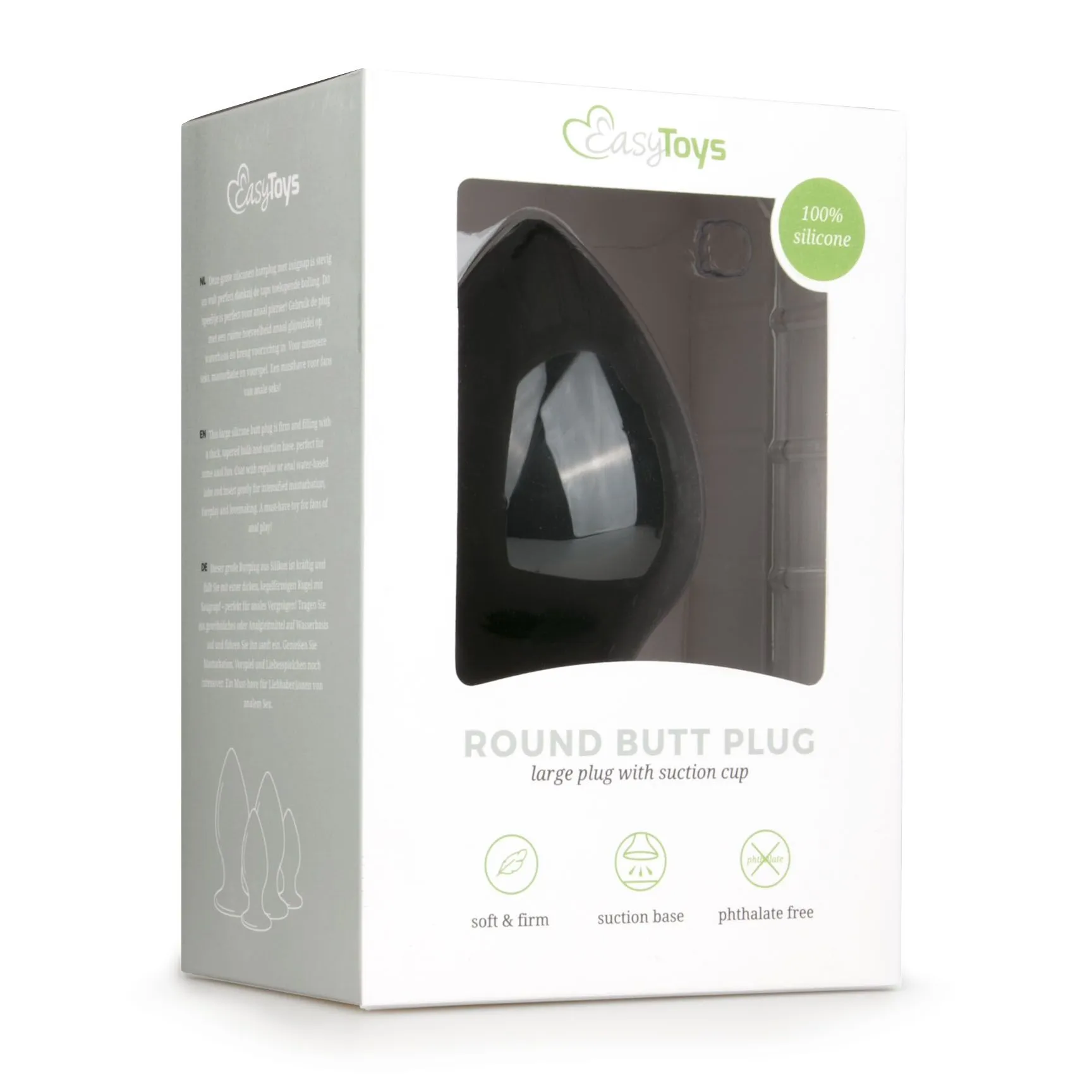 Easytoys Anal Collection - Round Butt Plug Medium Zwart (1 stuk)