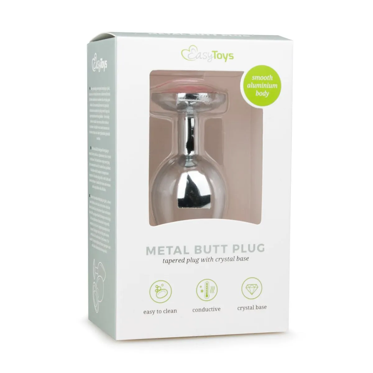 Easytoys Anal Collection - Metal Butt Plug with Pink Stone Medium Zilver (1 stuk)