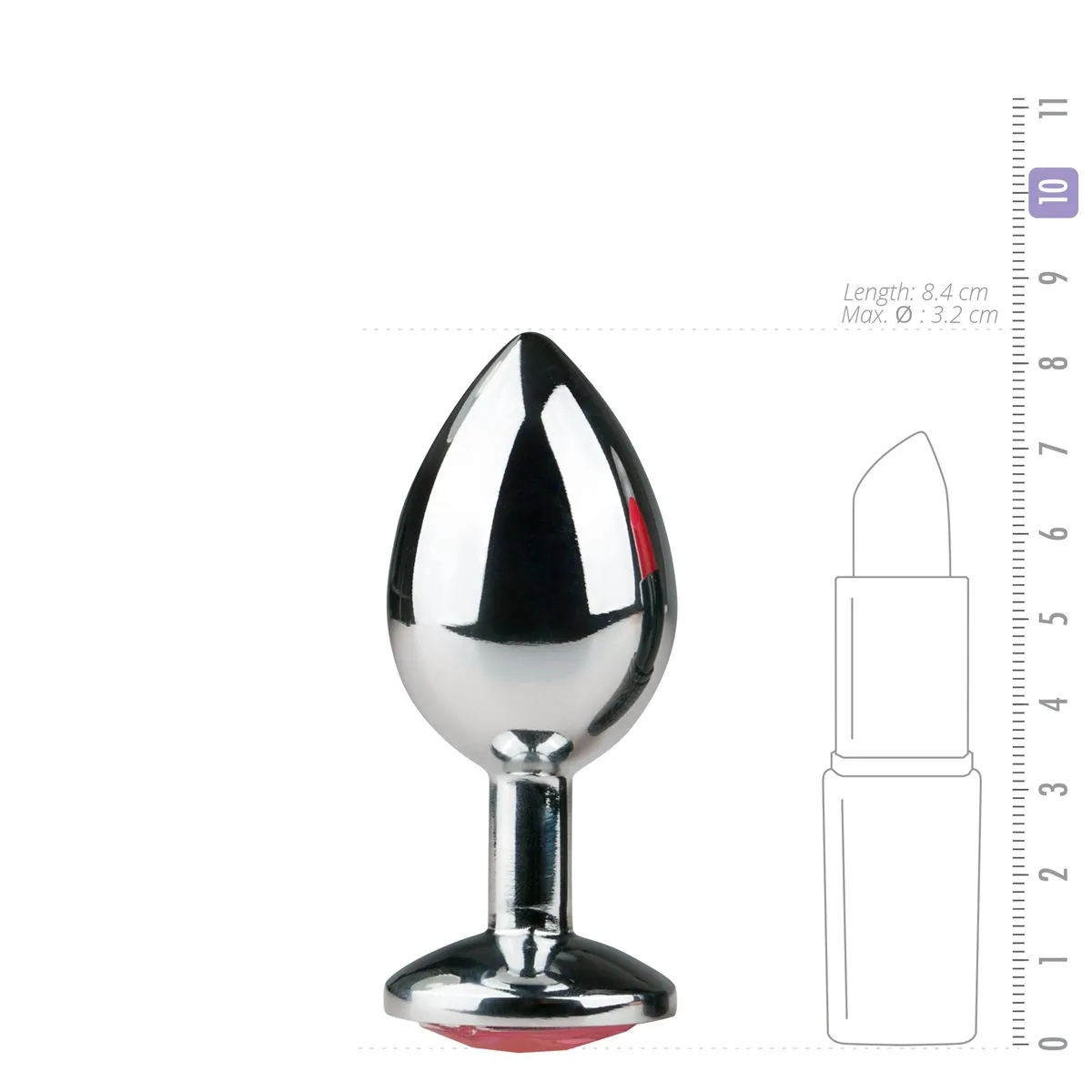 Easytoys Anal Collection - Metal Butt Plug with Pink Stone Medium Zilver (1 stuk) - image 3
