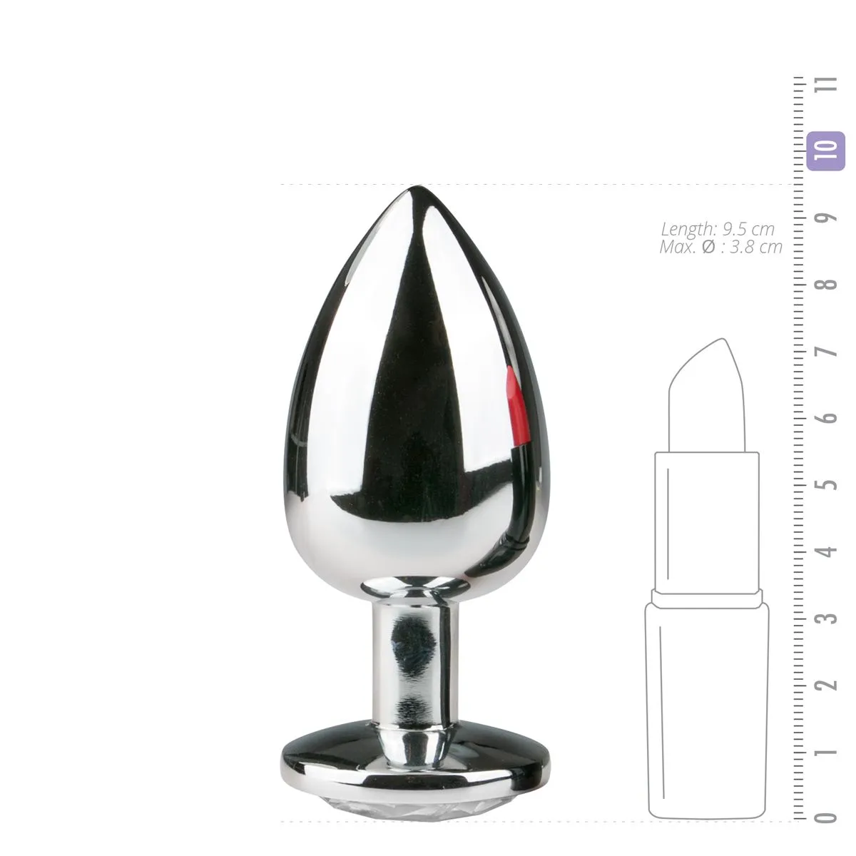 Easytoys Anal Collection - Metal Butt Plug with Pink Stone Large Zilver (1 stuk) - image 3