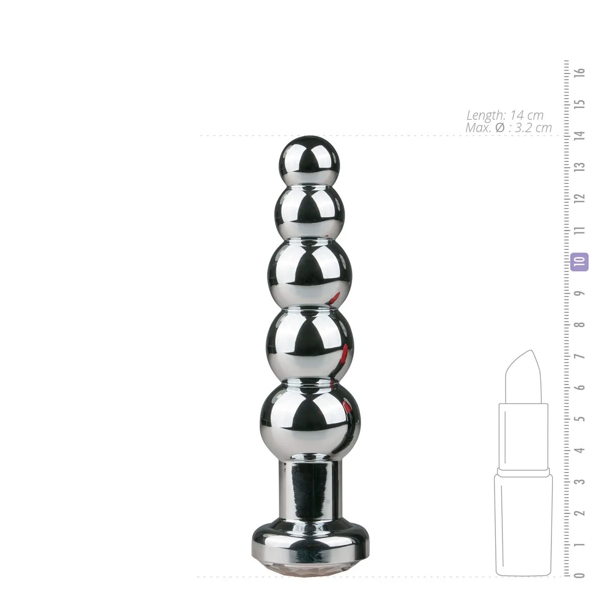 Easytoys Anal Collection - Metal Butt Plug with Clear Stone Large Zilver (1 stuk) - image 3