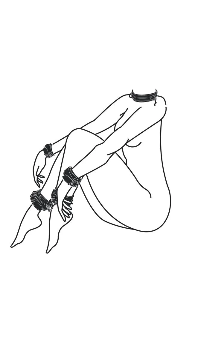 Easytoys Fetish Collection - Fetish Set with Collar, Ankle- and Wrist Cuffs Zwart (1 stuk)