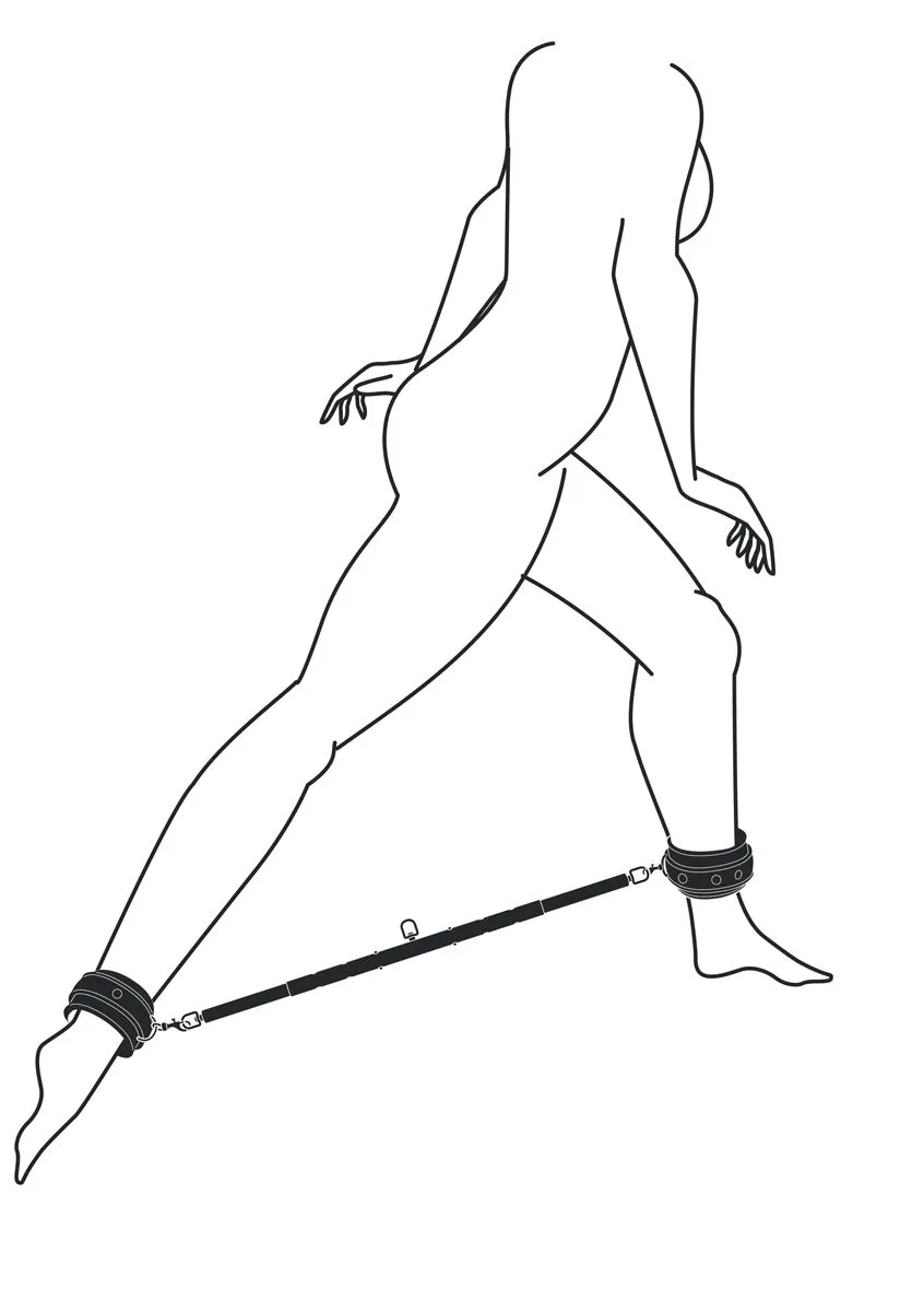 Easytoys Fetish Collection - Expander Spreader Bar and Cuffs Set Zwart (1 stuk) - image 2
