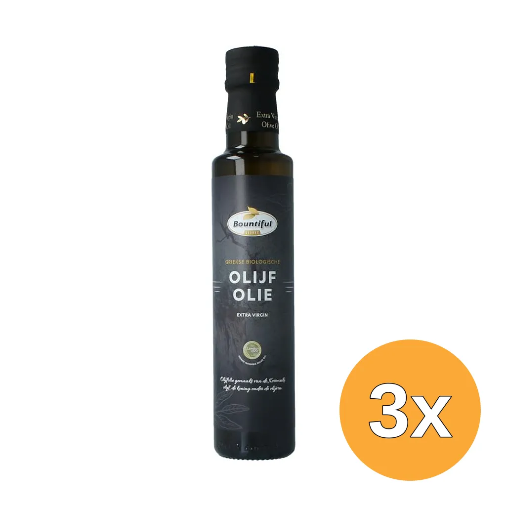 3x Bountiful Griekse Olijfolie Extra Vierge Bio (250 ml)