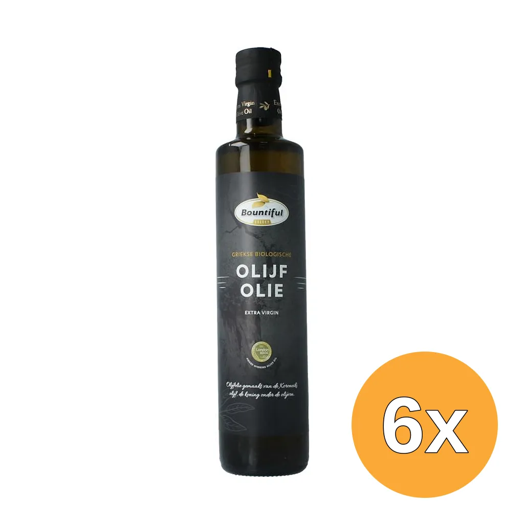 6x Bountiful Griekse Olijfolie Extra Vierge Bio (500 ml)