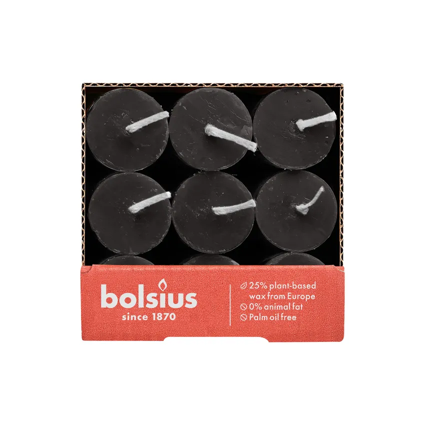 Bolsius - Rustiek Tafelkaars Sandy Grey (9 stuks)