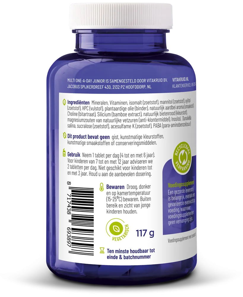 Vitakruid Multi One-a-day Junior (90 kauwtabletten)