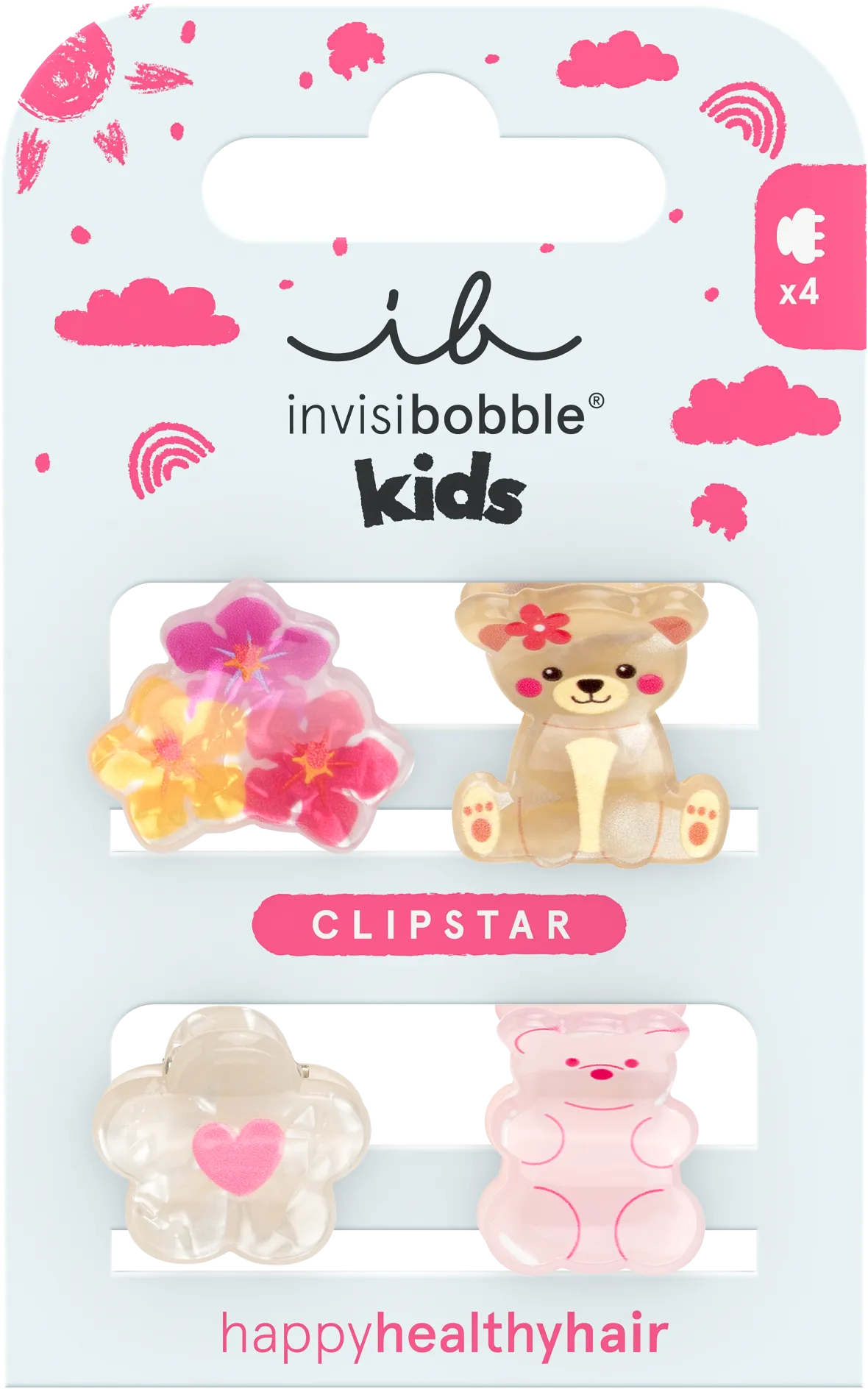Invisibobble Clipstar Kids Bearly Bloomed (4 stuks)