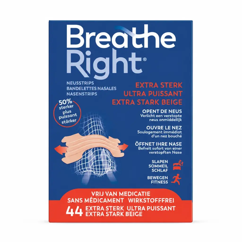 Breathe Right Neusstrips Beige Extra Sterk (44 stuks)