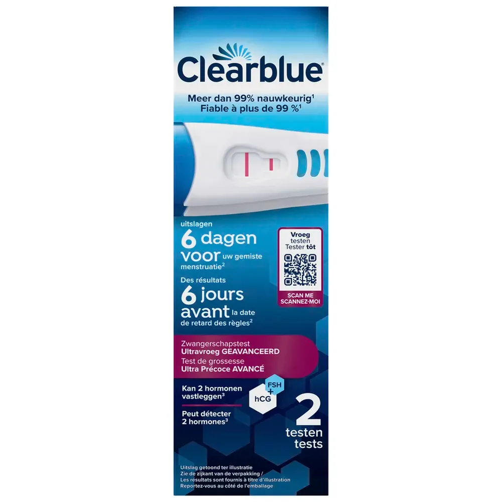 Clearblue Ultravroeg Geavanceerd Zwangerschapstest (2 stuks)