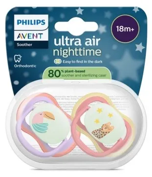 Philips Avent Avent Ultra Air Fopspeen Nacht Toekan 18m+ (2 stuks)