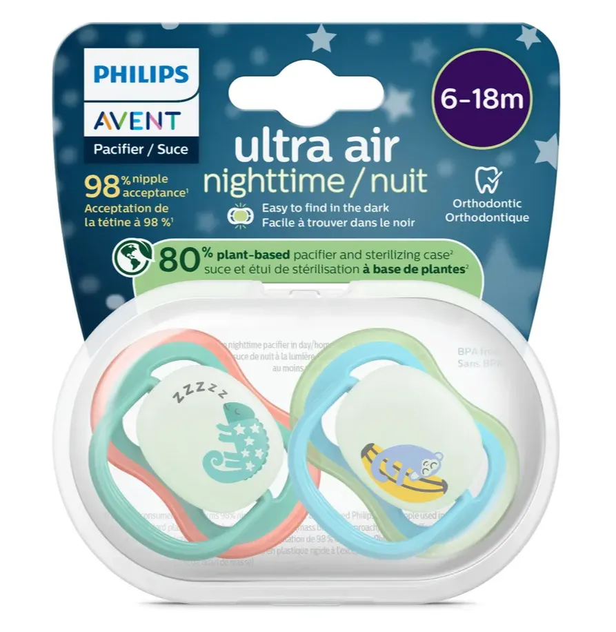 Philips Avent Avent Ultra Air Fopspeen Nacht Aap 6-18m (2 stuks)