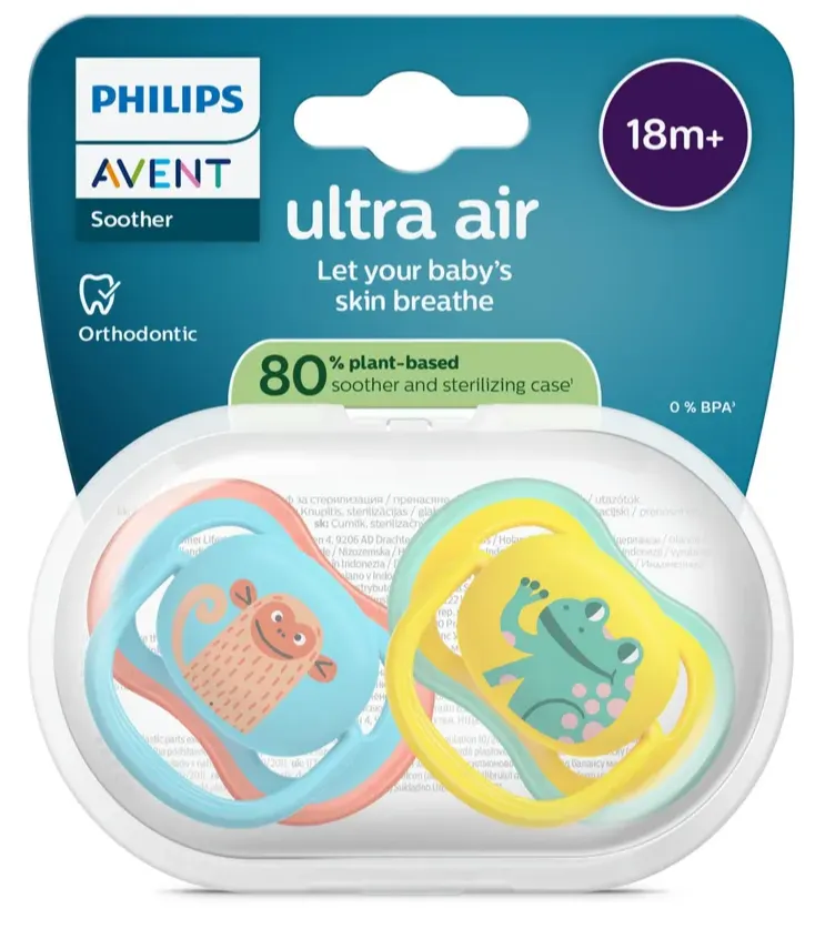Philips Avent Avent Ultra Air Fopspeen Kikker Aap 18m+ (2 stuks)