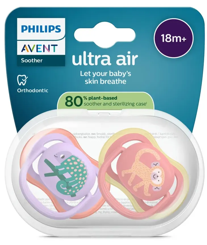 Philips Avent Avent Ultra Air Fopspeen Kameleon Aap 18m+ (2 stuks)