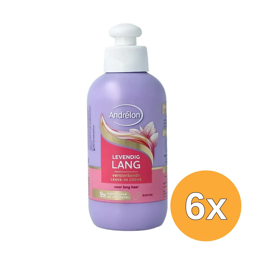 6x Andrelon Leave-in Creme Levendig Lang (200 ml)