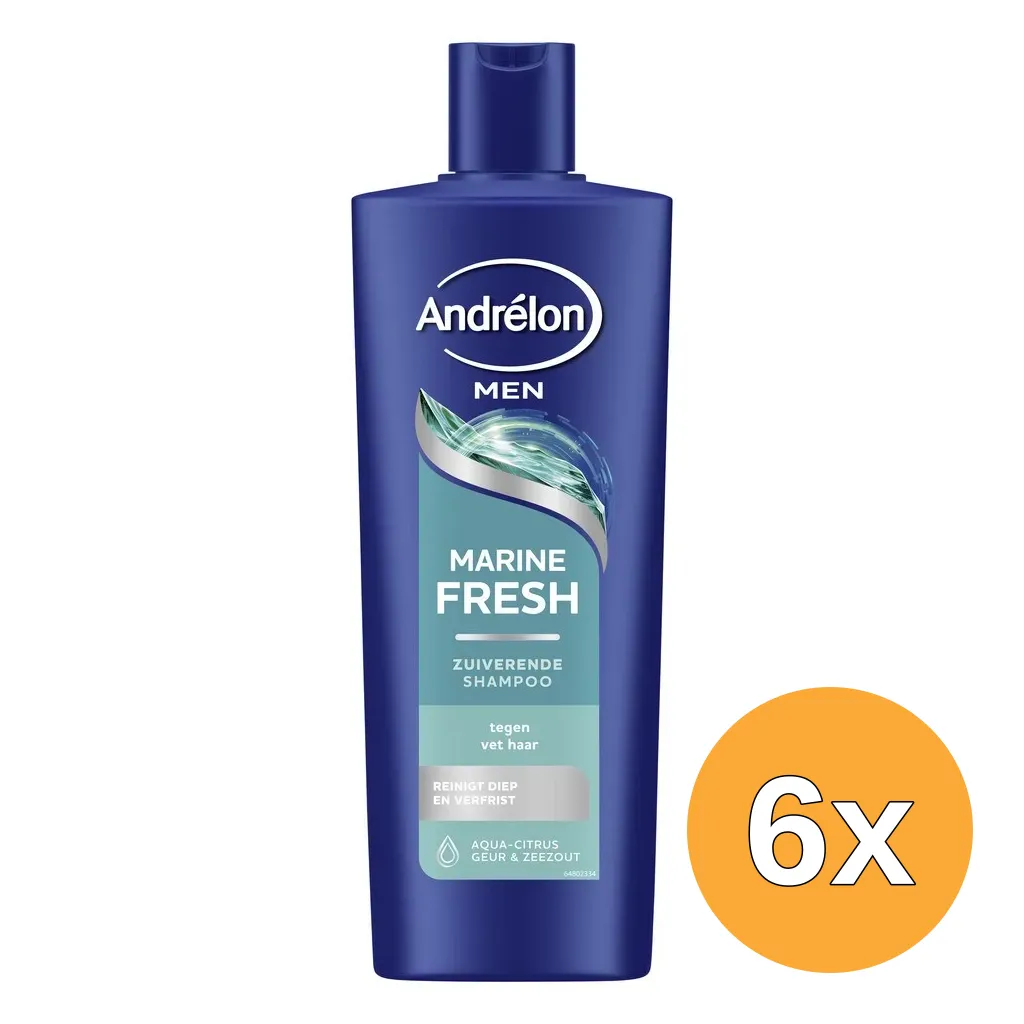 6x Andrelon Men Shampoo Marine Fresh (400 ml)