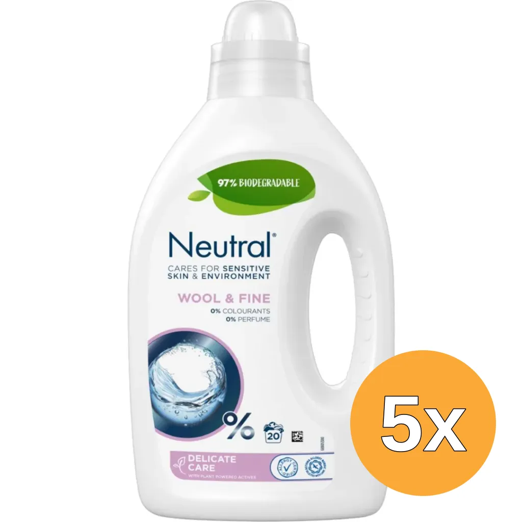 5x Neutral Wasmiddel Vloeibaar Wol en Fijn (1000 ml)