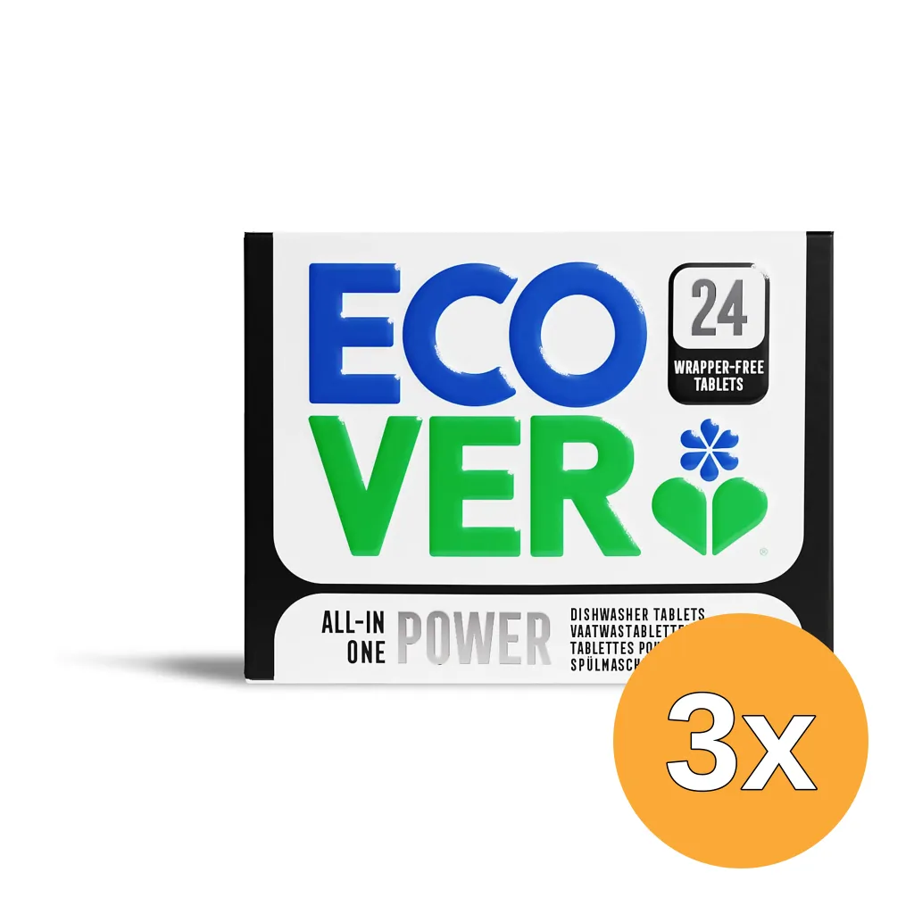 3x Ecover All-In-One Zero% Vaatwastabletten (24 tabletten)