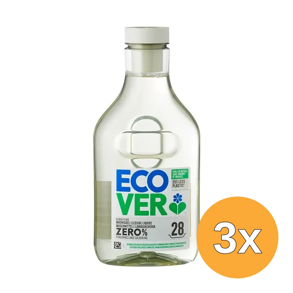 3x Ecover Wasmiddel Senstive Zero (1000 ml)