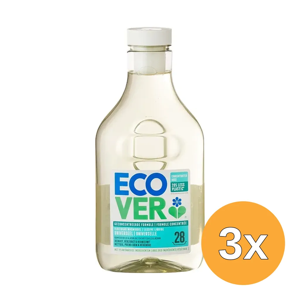 3x Ecover Wasmiddel Vloeibaar Uni (1000 ml)