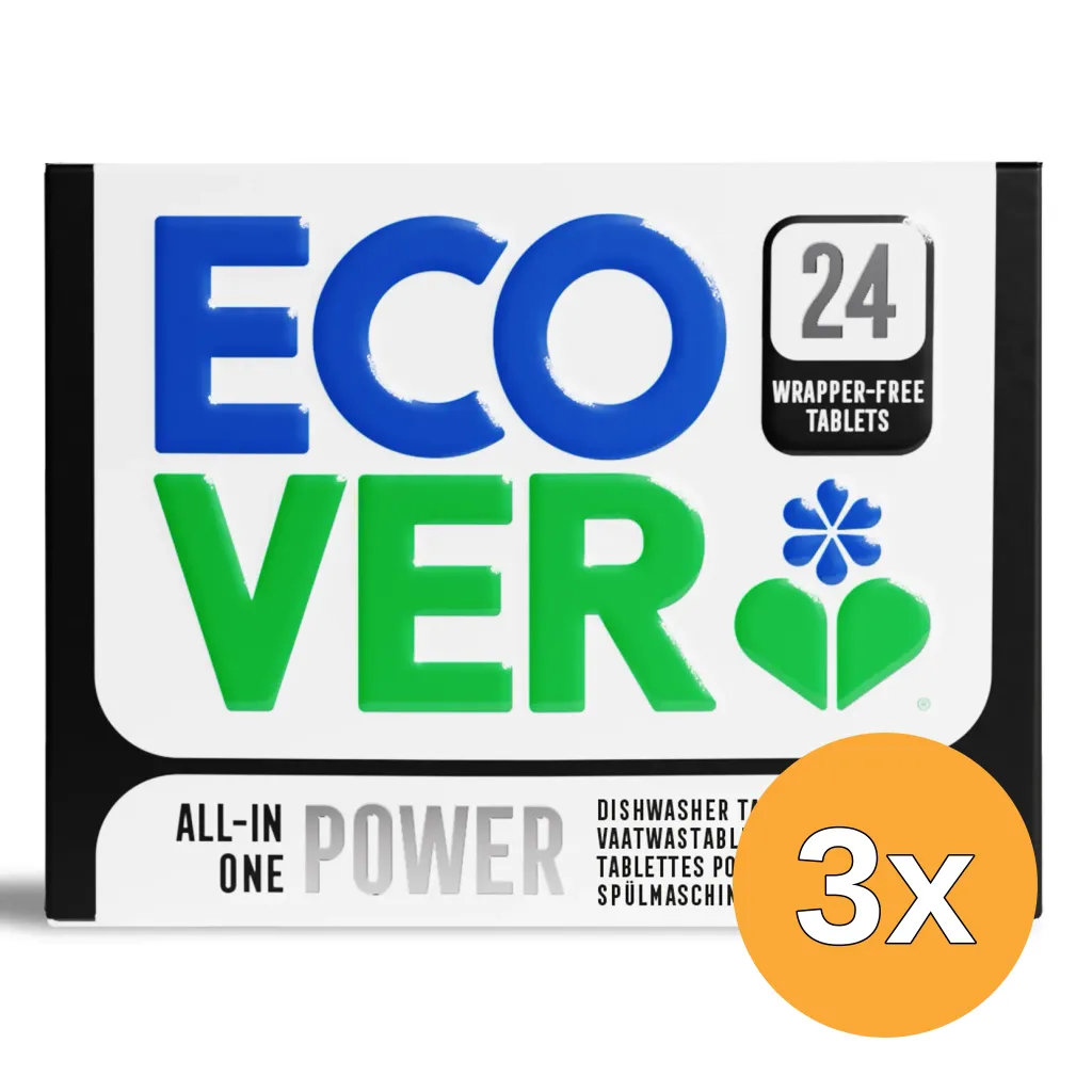 3x Ecover Vaatwastablet Power (24 stuks)