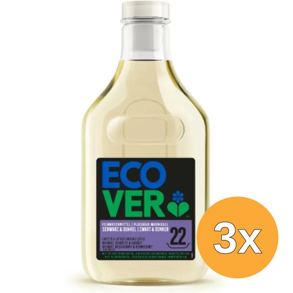3x Ecover Wasmiddel Zwart & Donker (1000 ml)