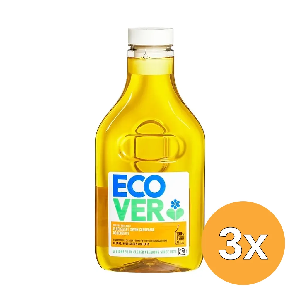 3x Ecover Vloerzeep Sinaasappel & Citroen (1000 ml)