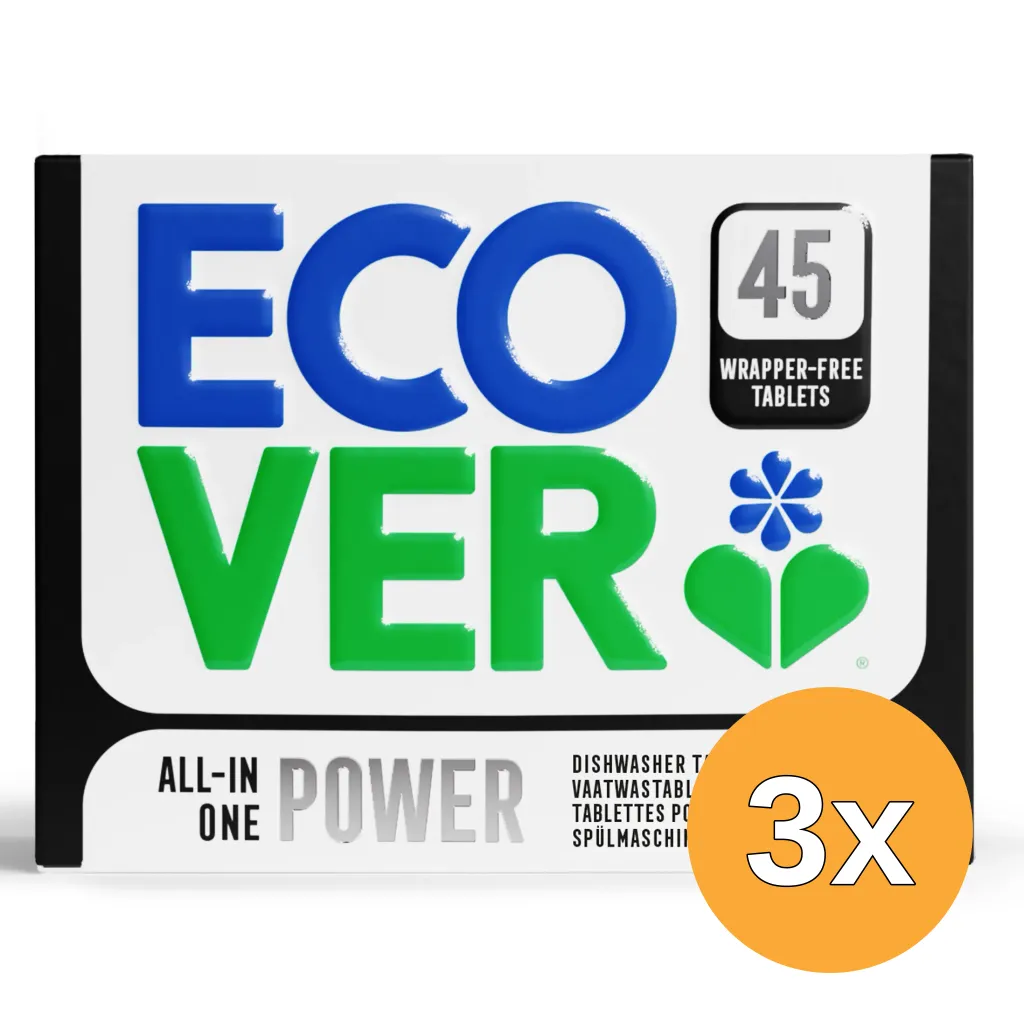 3x Ecover Vaatwastablet Power (45 stuks)