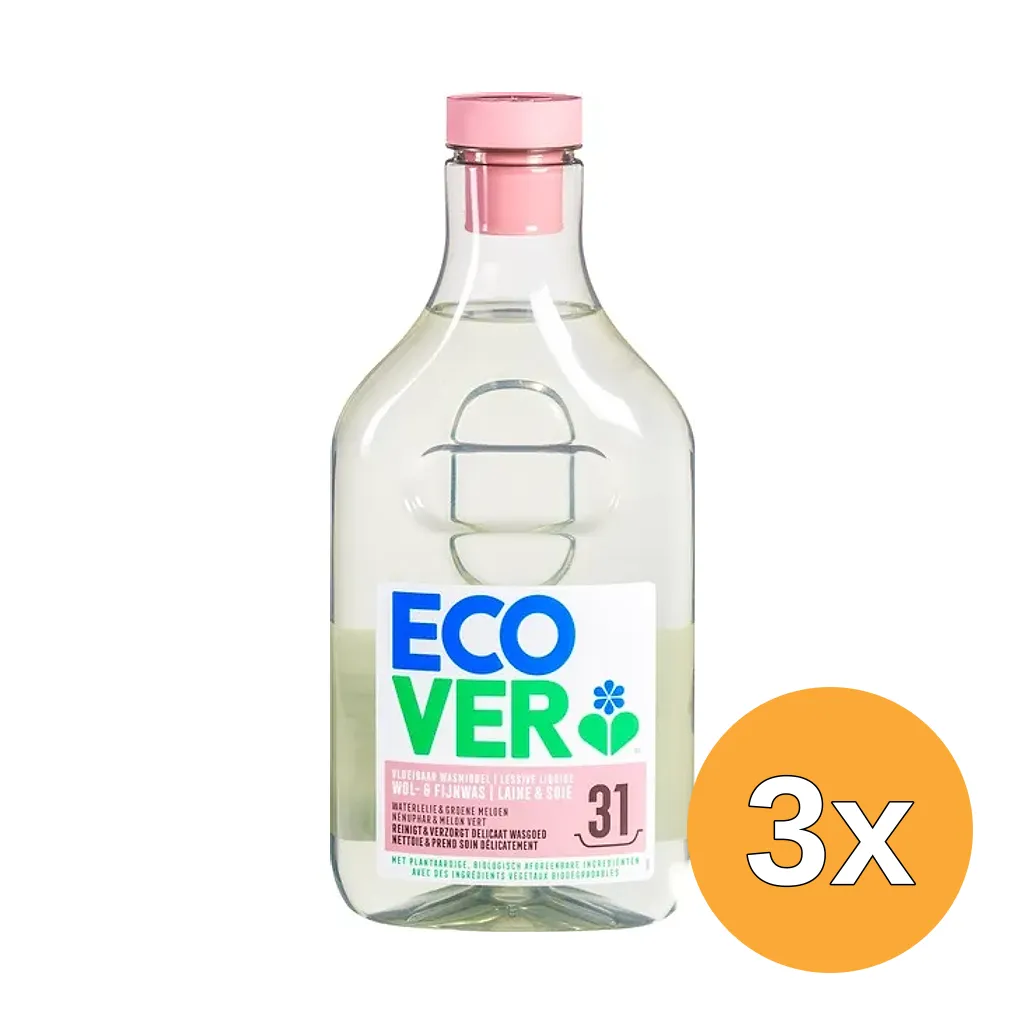 3x Ecover Wol-&-Fijnwasmiddel Vloeibaar (14300  ml)