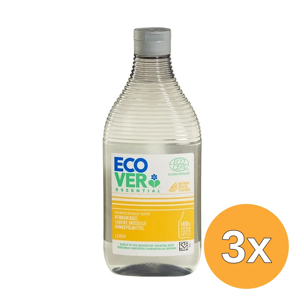 3x Ecover Afwasmiddel Essential Citroen (450 ml)