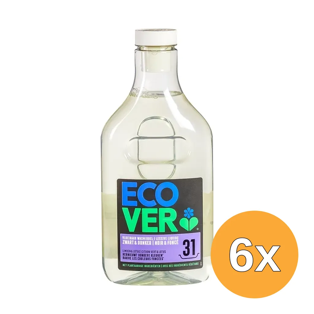 6x Ecover Wasmiddel Zwart (1430  ml)
